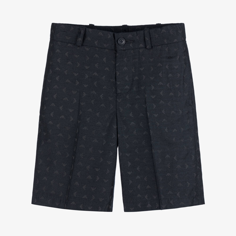 Emporio Armani-Элегантные синие шорты с узором орла для мальчиков | Childrensalon Outlet