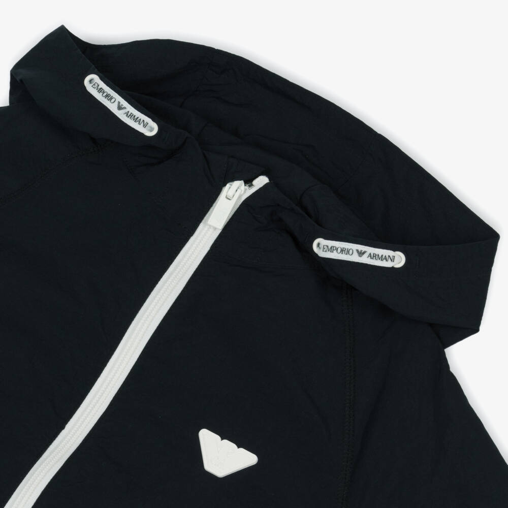 Emporio Armani-Boys Elegant Navy Hooded Jacket | Childrensalon Outlet