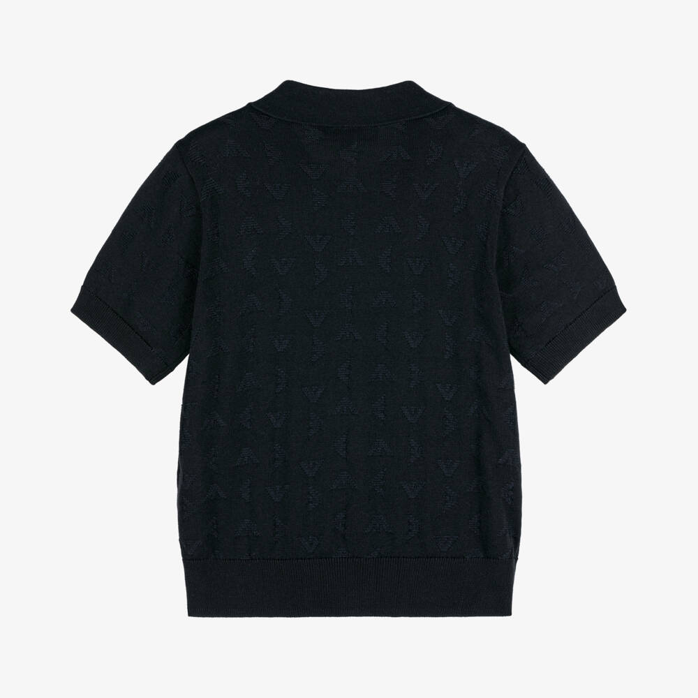 Emporio Armani-Boys Elegant Navy Knit Polo | Childrensalon Outlet