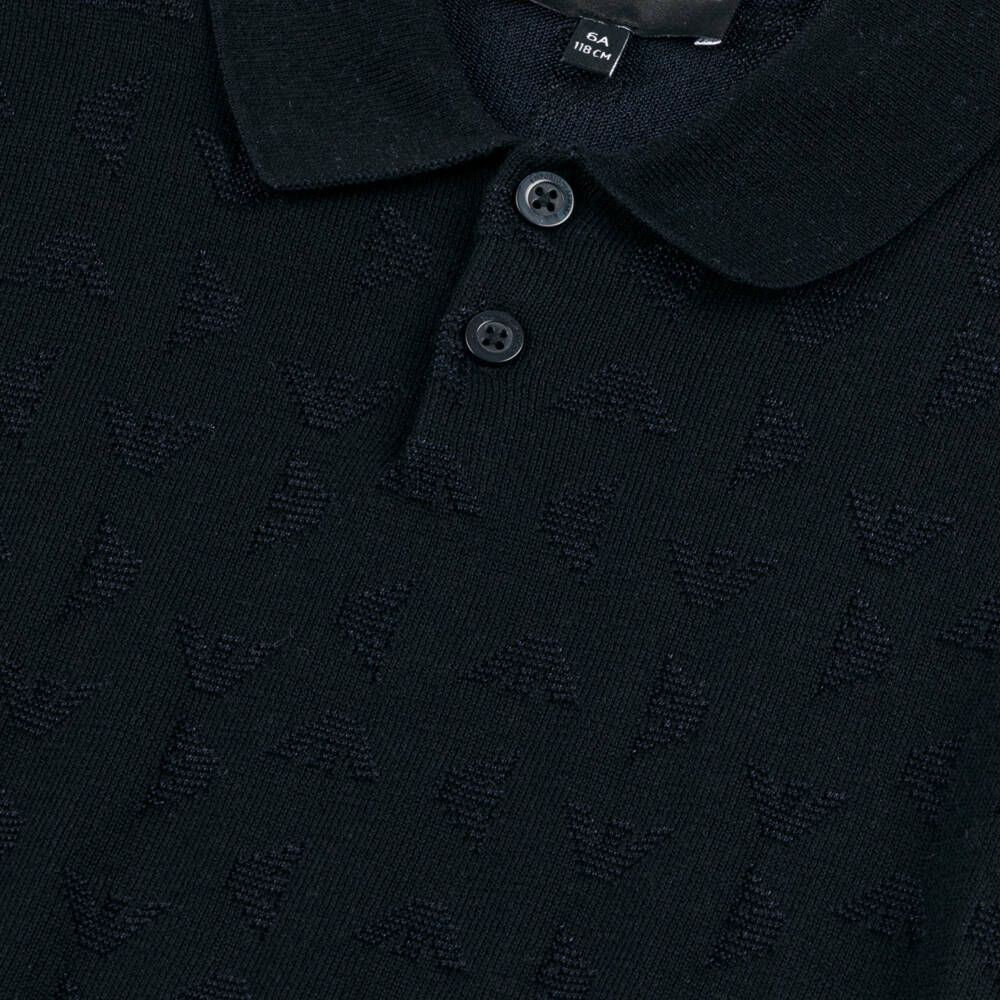 Emporio Armani-Boys Elegant Navy Knit Polo | Childrensalon Outlet