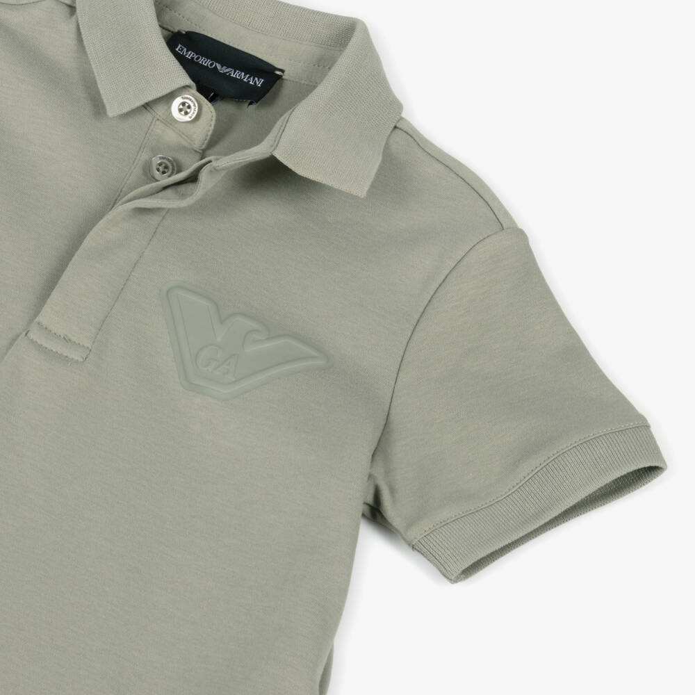 Emporio Armani-Boys Emerald Cotton Polo with Eagle | Childrensalon Outlet