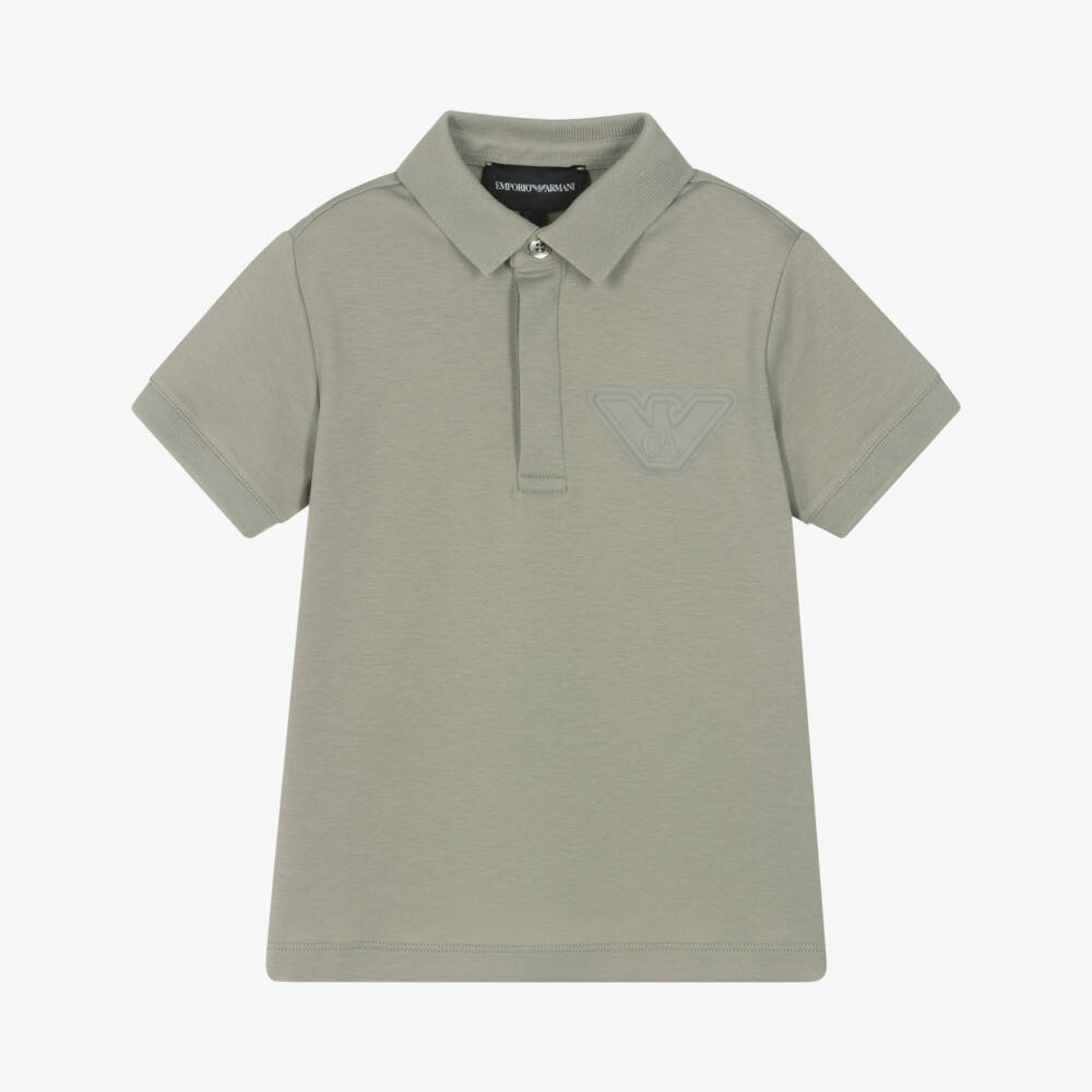 Emporio Armani-Boys Emerald Cotton Polo with Eagle | Childrensalon Outlet