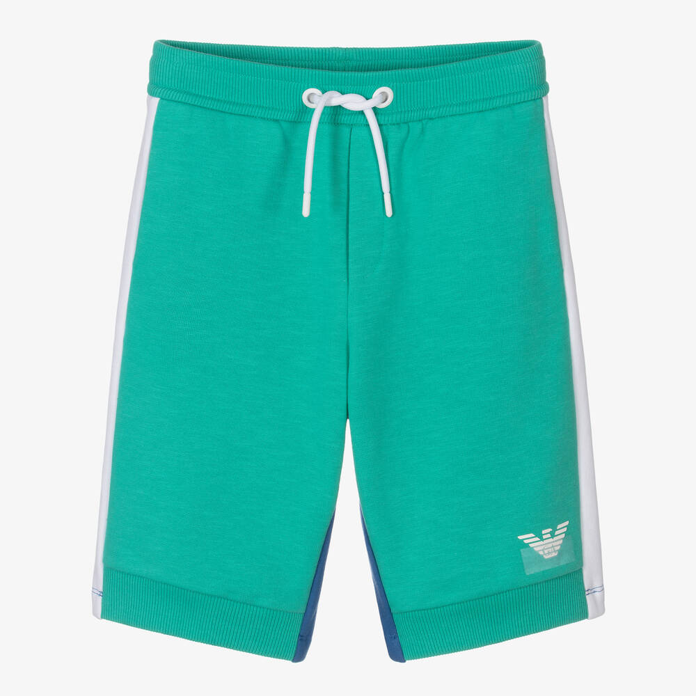 Emporio Armani - Colourblock-Shorts in Grün und Blau | Childrensalon