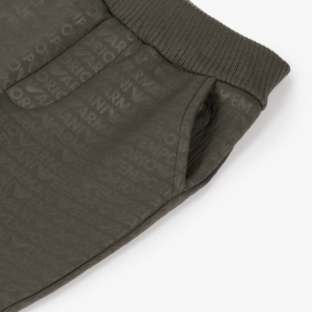 إمبوريو أرماني-بنطلون رياضي مزيج قطن لون أخضر كاكي للأولاد | Childrensalon Outlet