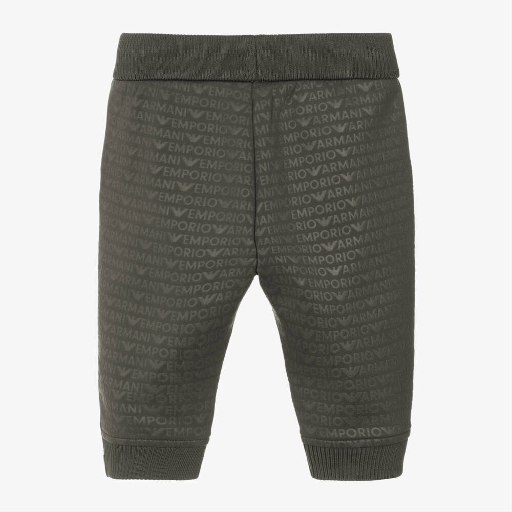 إمبوريو أرماني-بنطلون رياضي مزيج قطن لون أخضر كاكي للأولاد | Childrensalon Outlet