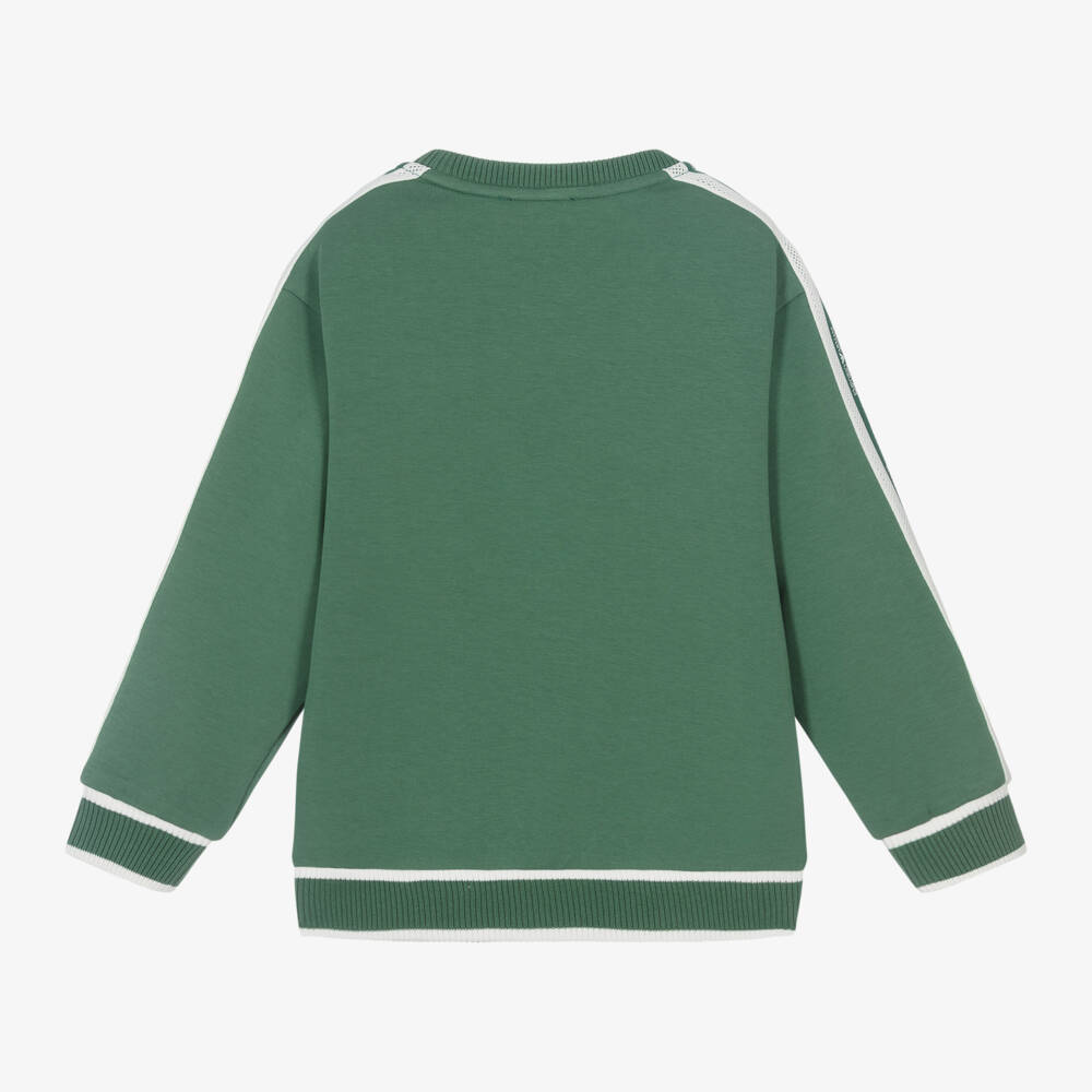 Emporio Armani-Boys Green Cotton Comfort Sweatshirt | Childrensalon Outlet