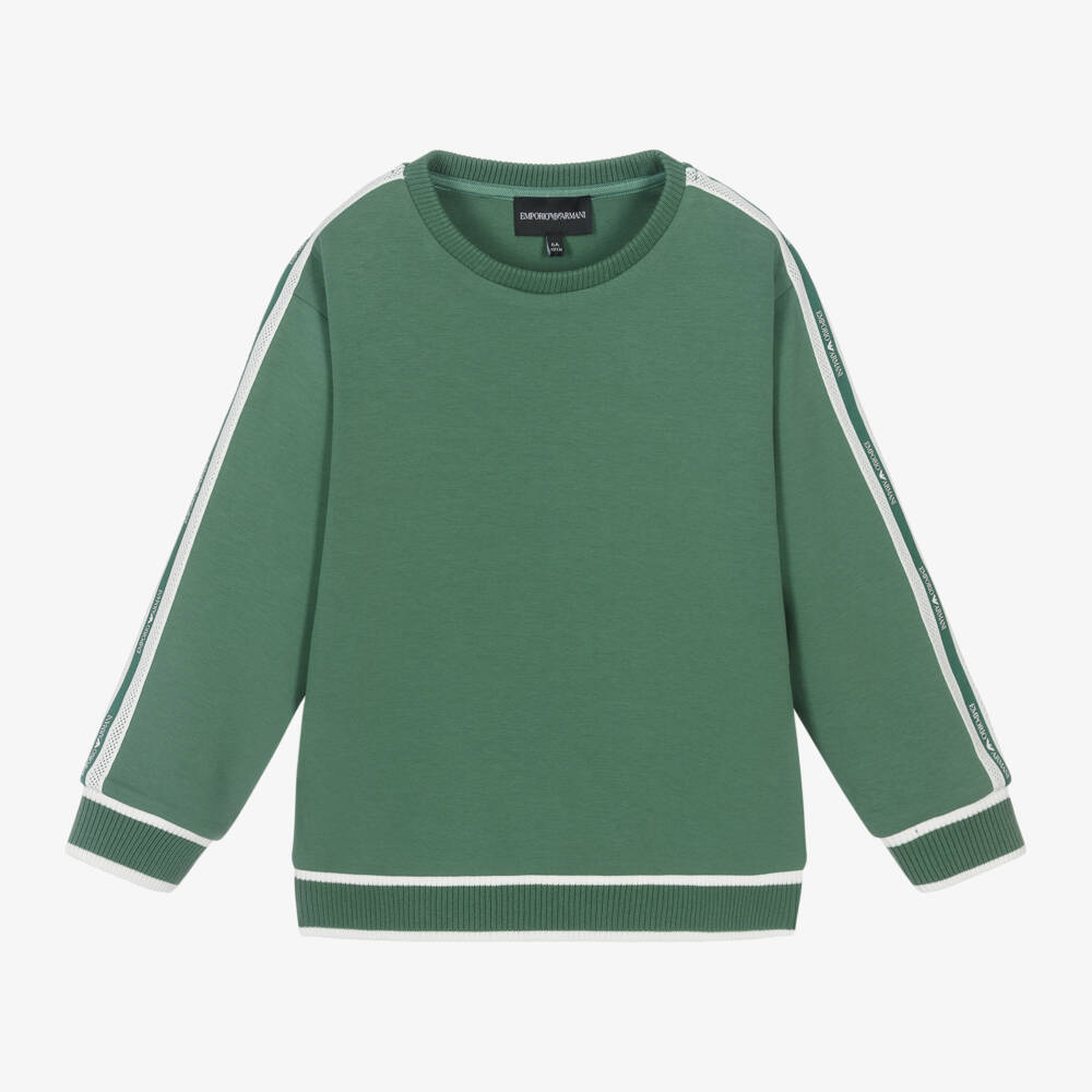 Emporio Armani-Зеленый хлопковый свитшот для мальчиков | Childrensalon Outlet