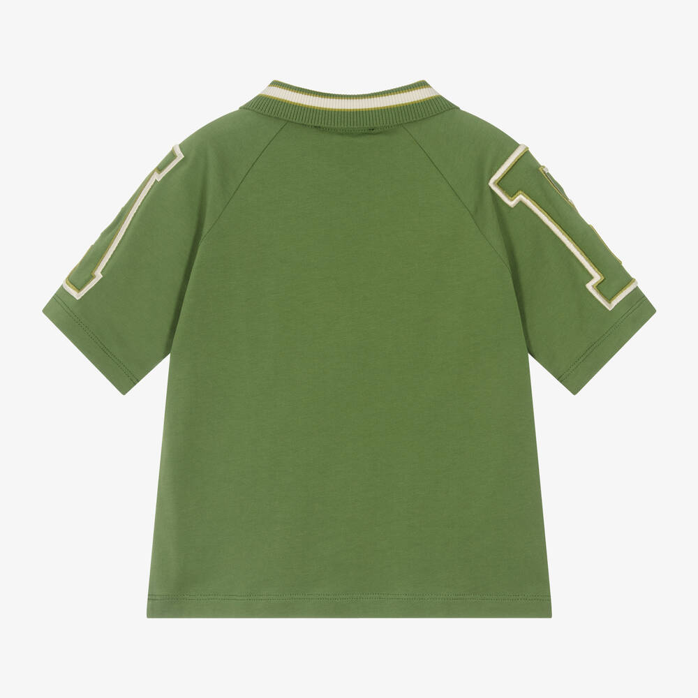 Emporio Armani-Boys Green Cotton EA Polo Shirt | Childrensalon Outlet