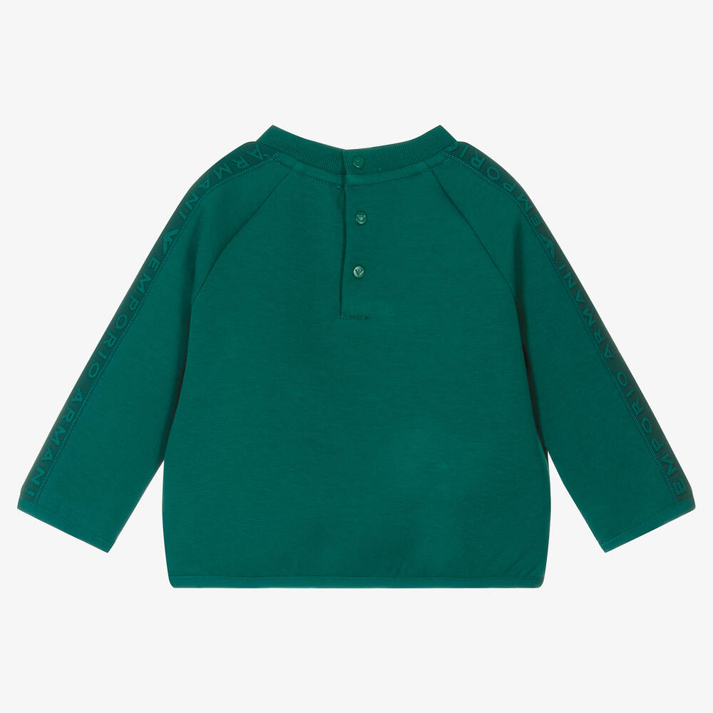 إEmporio Armani-سويتشيرت قطن جيرسي لون أخضر أطفال ولادي | Childrensalon Outlet