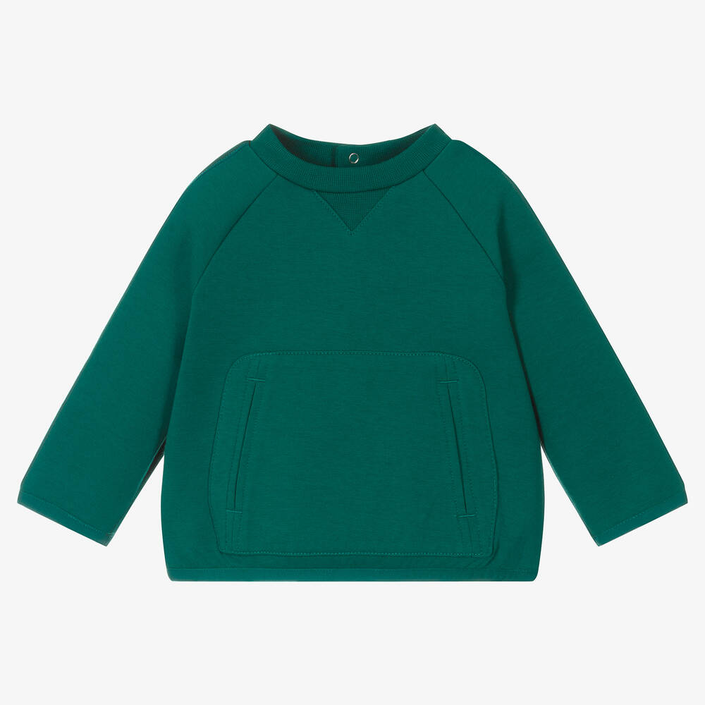Emporio Armani - Boys Green Cotton Jersey Sweatshirt | Childrensalon