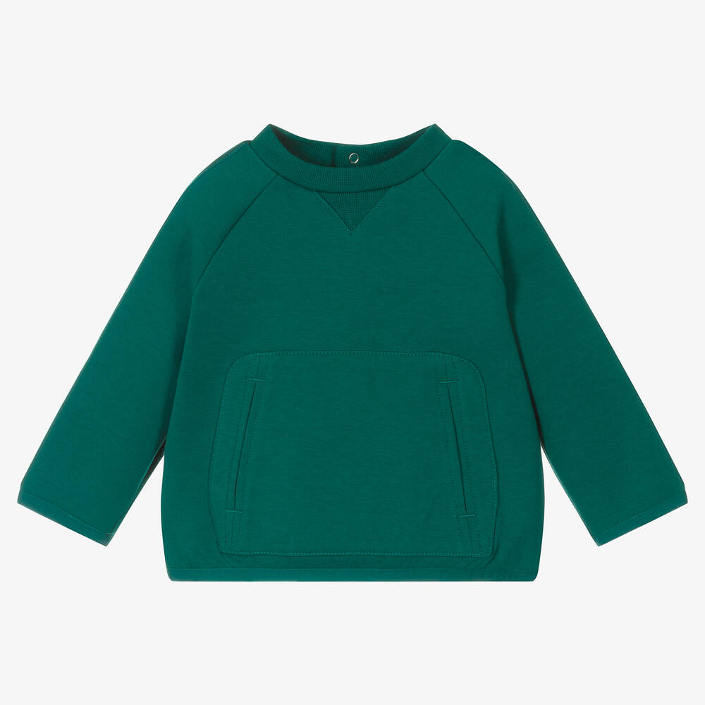 Emporio Armani-Boys Green Cotton Jersey Sweatshirt | Childrensalon Outlet