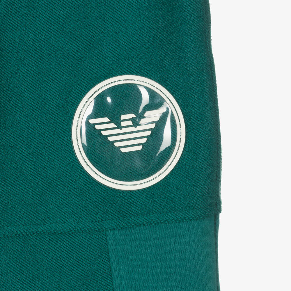 Emporio Armani-Boys Green Cotton Joggers | Childrensalon Outlet