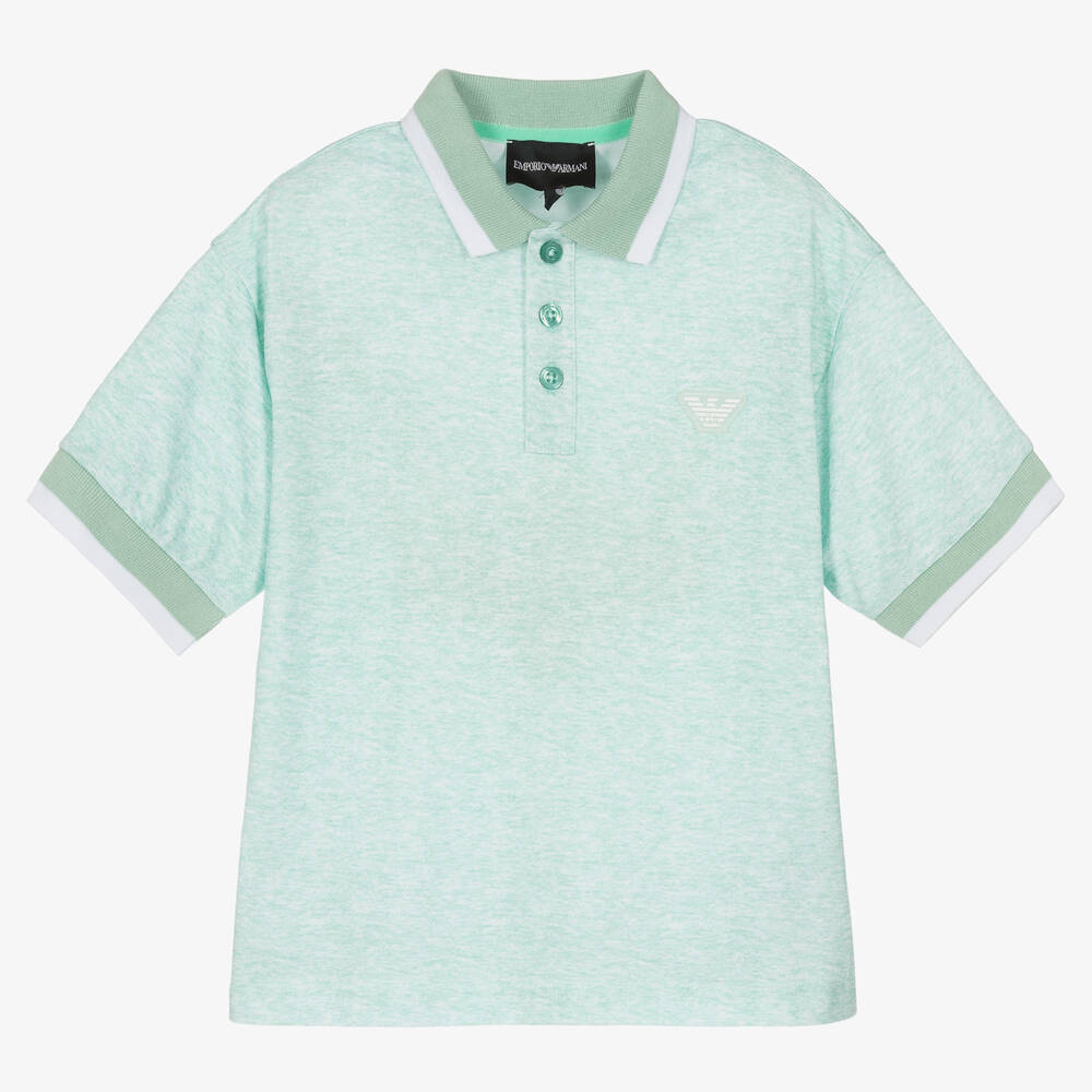 Emporio Armani - Polo vert en coton garçon | Childrensalon