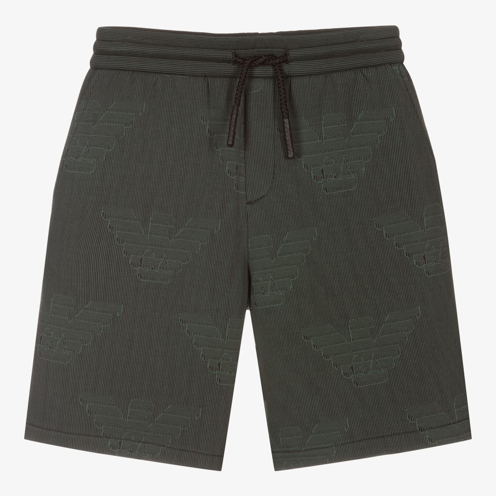 Emporio Armani-Зеленые хлопковые шорты для мальчиков | Childrensalon Outlet