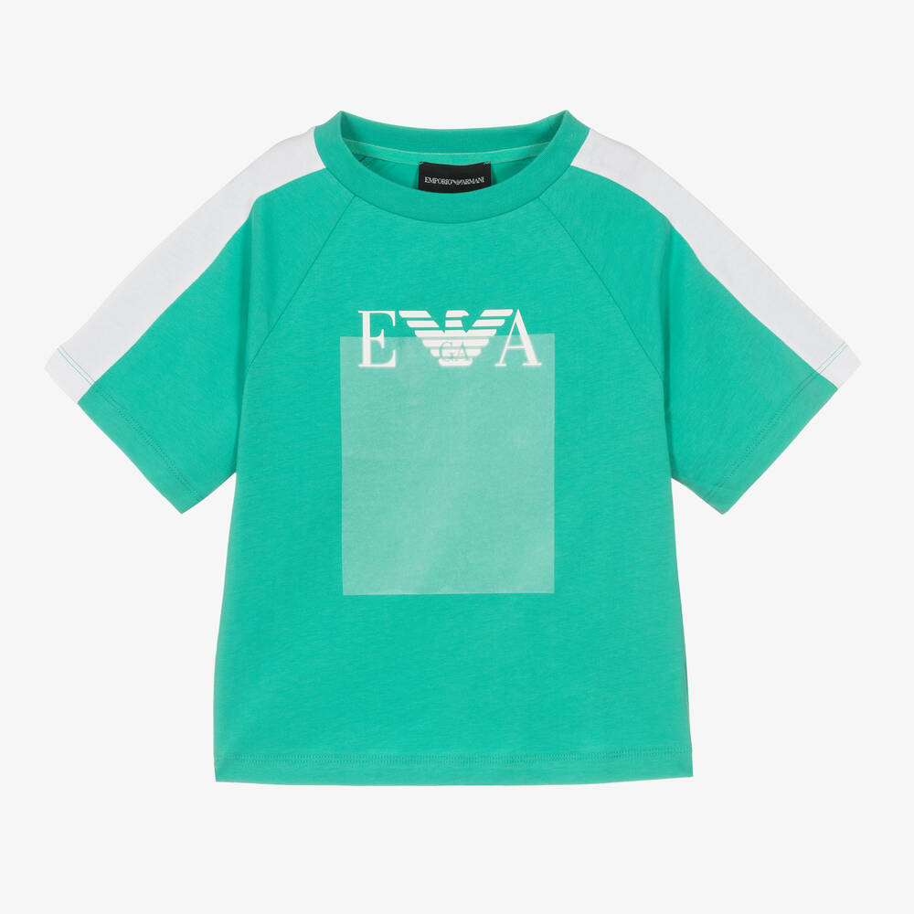 Emporio Armani - T-shirt vert en coton garçon | Childrensalon