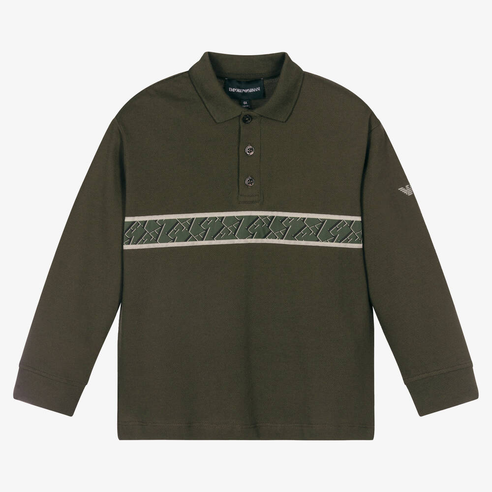 Emporio Armani Boys Green Cotton Polo Shirt Childrensalon Outlet