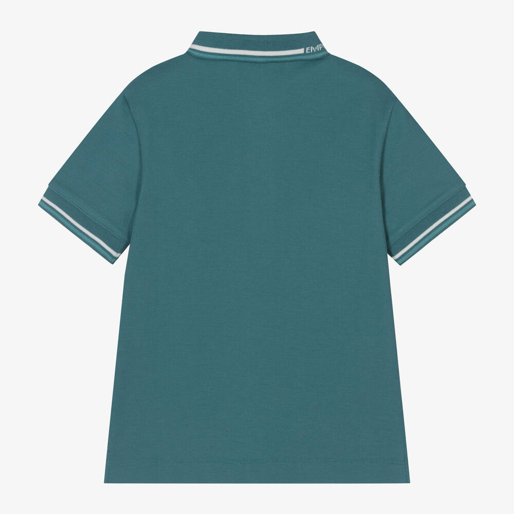 Emporio Armani Boys Green Cotton Polo Shirt