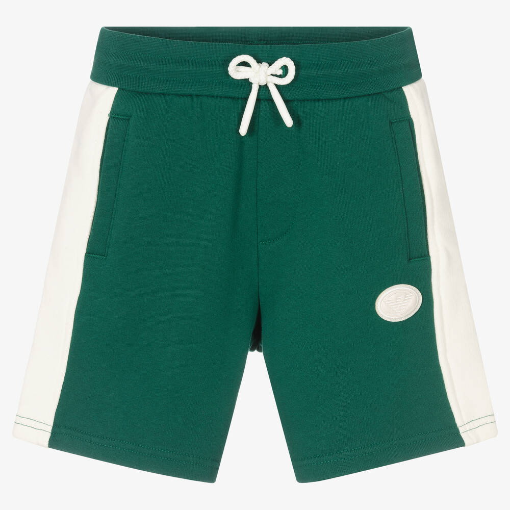Emporio Armani - Boys Green Cotton Shorts | Childrensalon