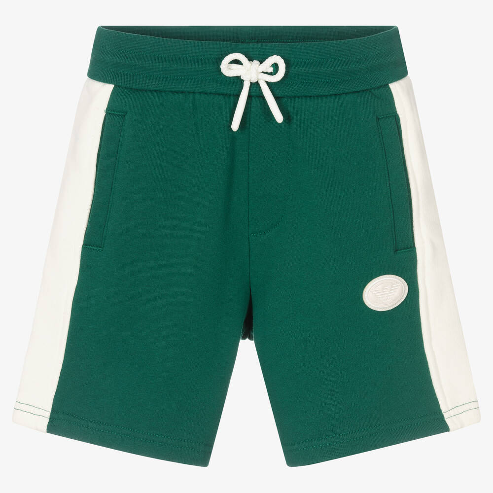 Emporio Armani-Зеленые хлопковые шорты для мальчиков | Childrensalon Outlet