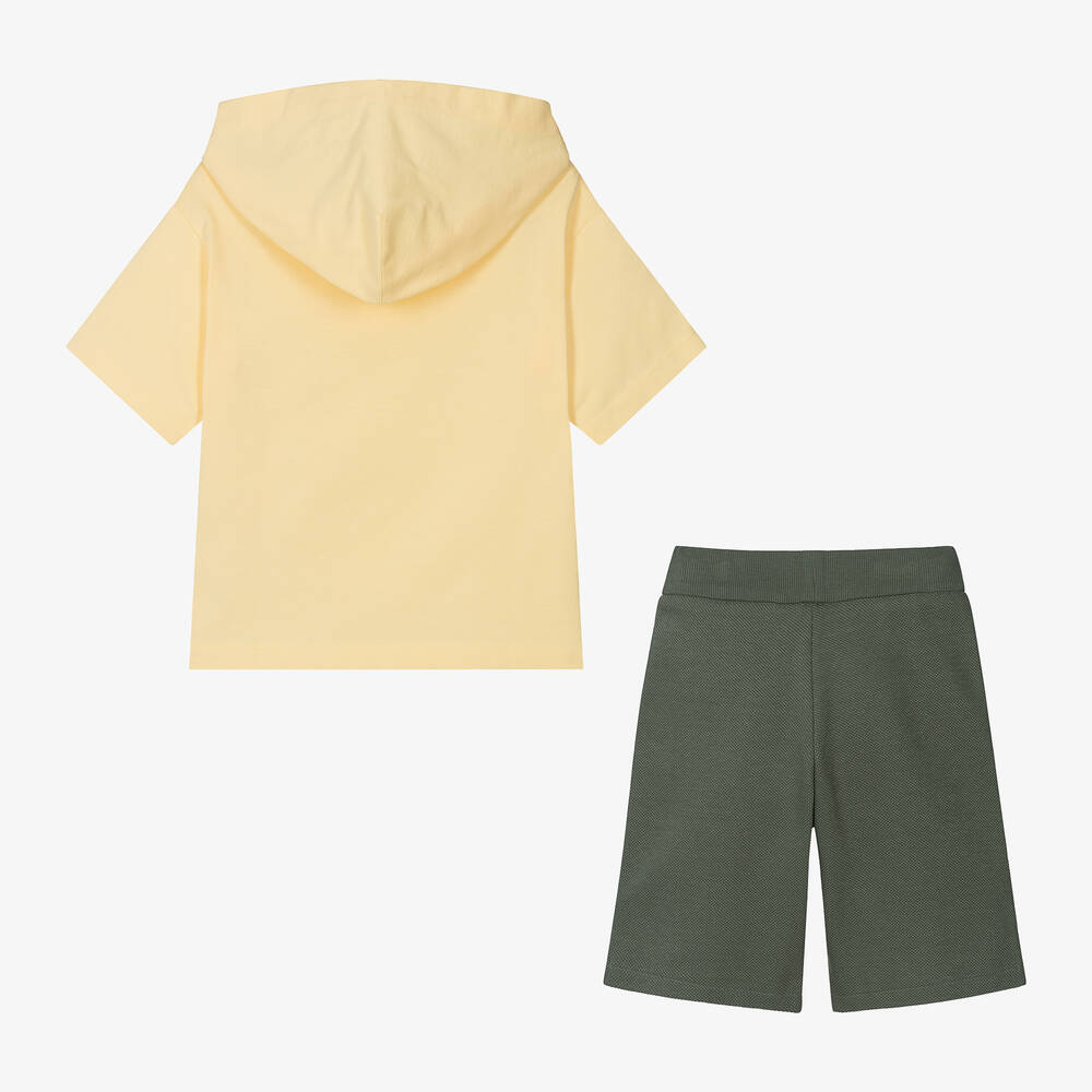 Emporio Armani-Boys Green Cotton Shorts Set | Childrensalon Outlet