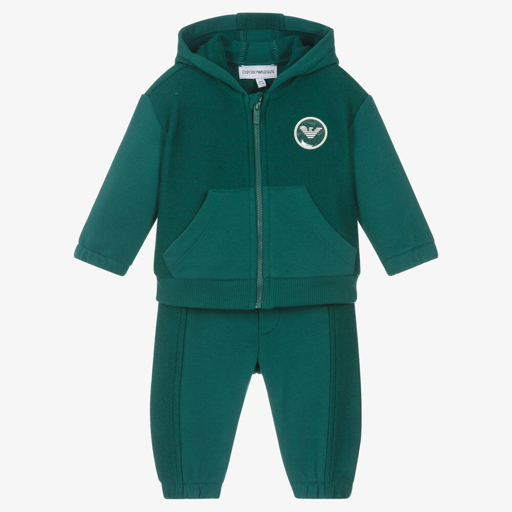 Emporio Armani - Зеленый спортивный костюм из хлопка для мальчиков | Childrensalon