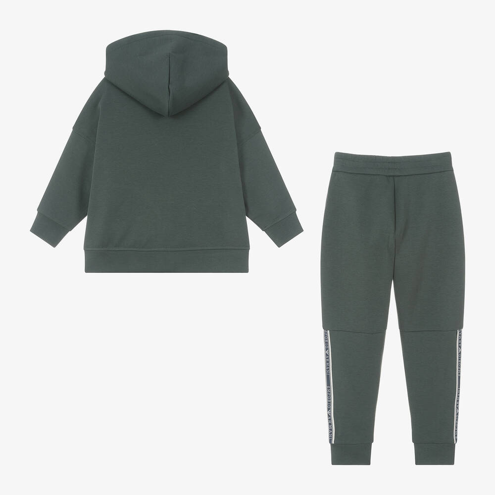 Emporio Armani Boys Green Cotton Tracksuit