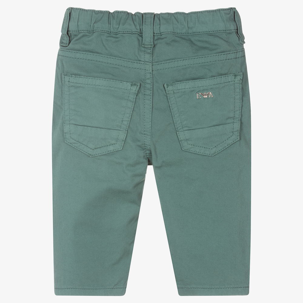 Emporio Armani-Зеленые хлопковые брюки для мальчиков | Childrensalon Outlet