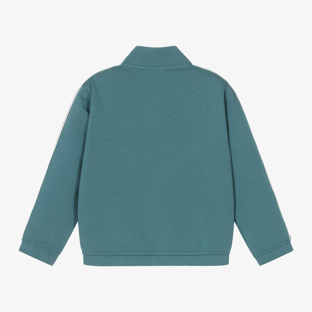 Emporio Armani Boys Green Cotton Zip Up Top
