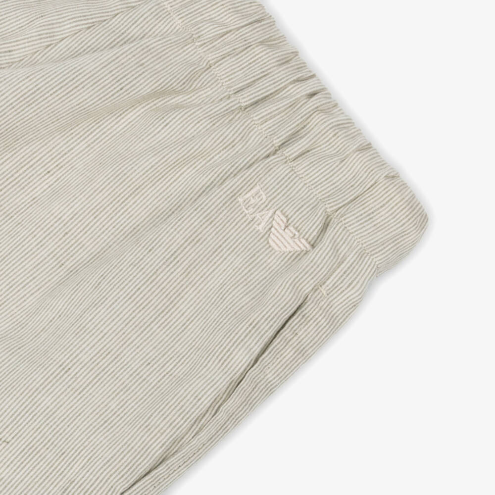 Emporio Armani-Boys Green & Cream Striped Ensemble | Childrensalon Outlet