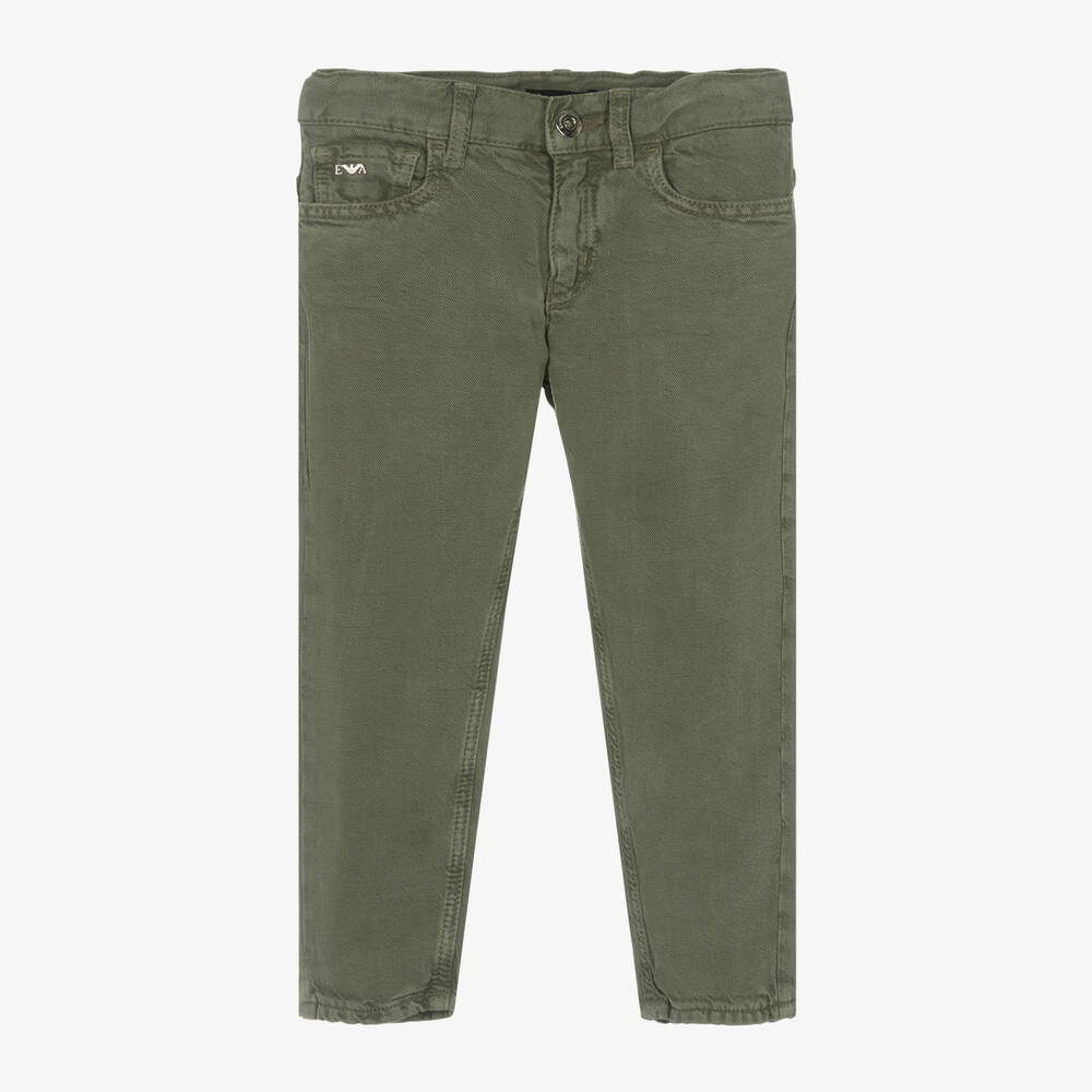 Emporio Armani-Boys Green Denim Straight Leg Jeans | Childrensalon Outlet