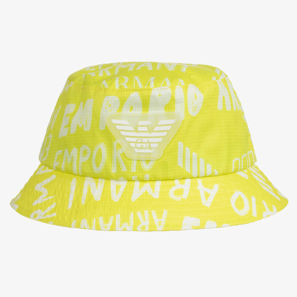 Emporio Armani - Boys Green Logo Bucket Hat | Childrensalon