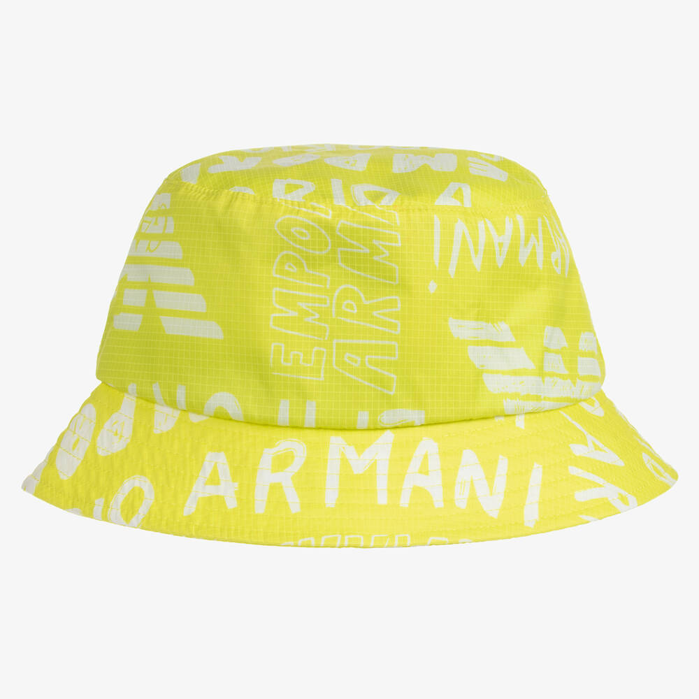 Emporio Armani-Boys Green Logo Bucket Hat | Childrensalon Outlet