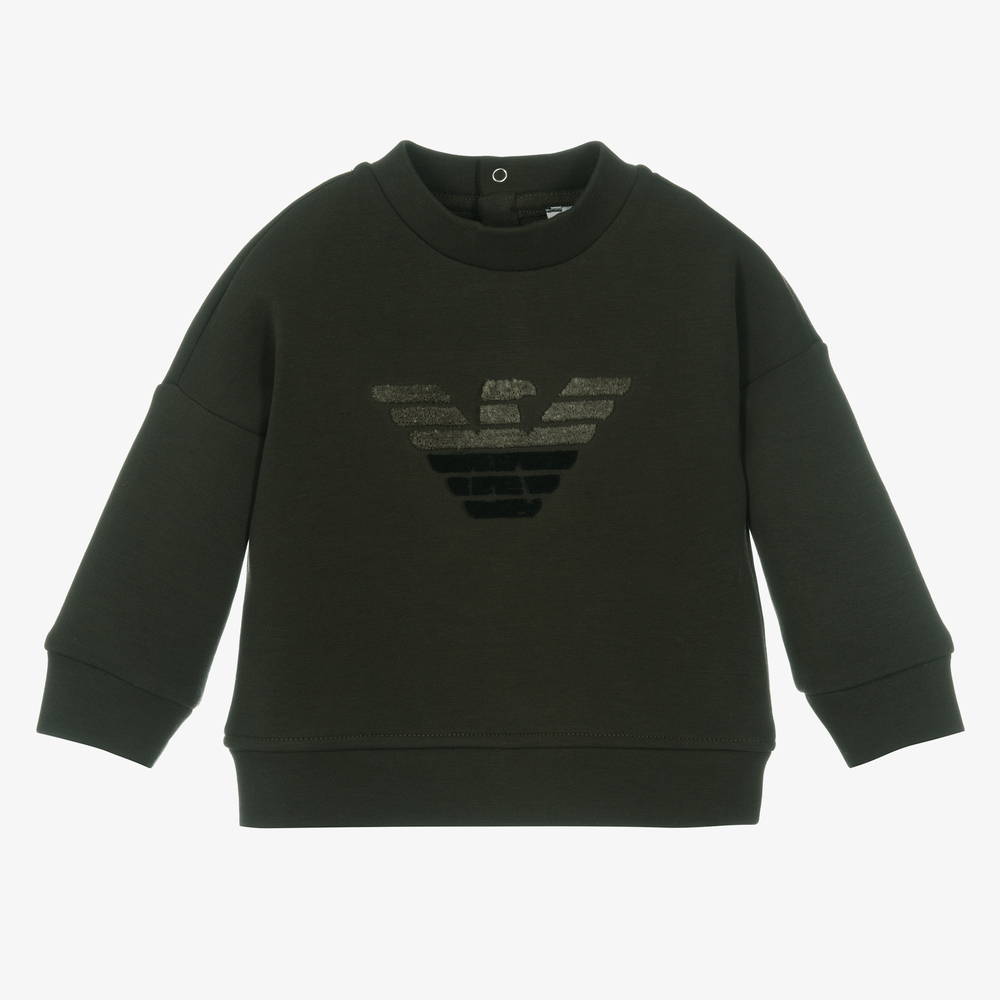 Emporio Armani - Boys Green Logo Sweatshirt | Childrensalon