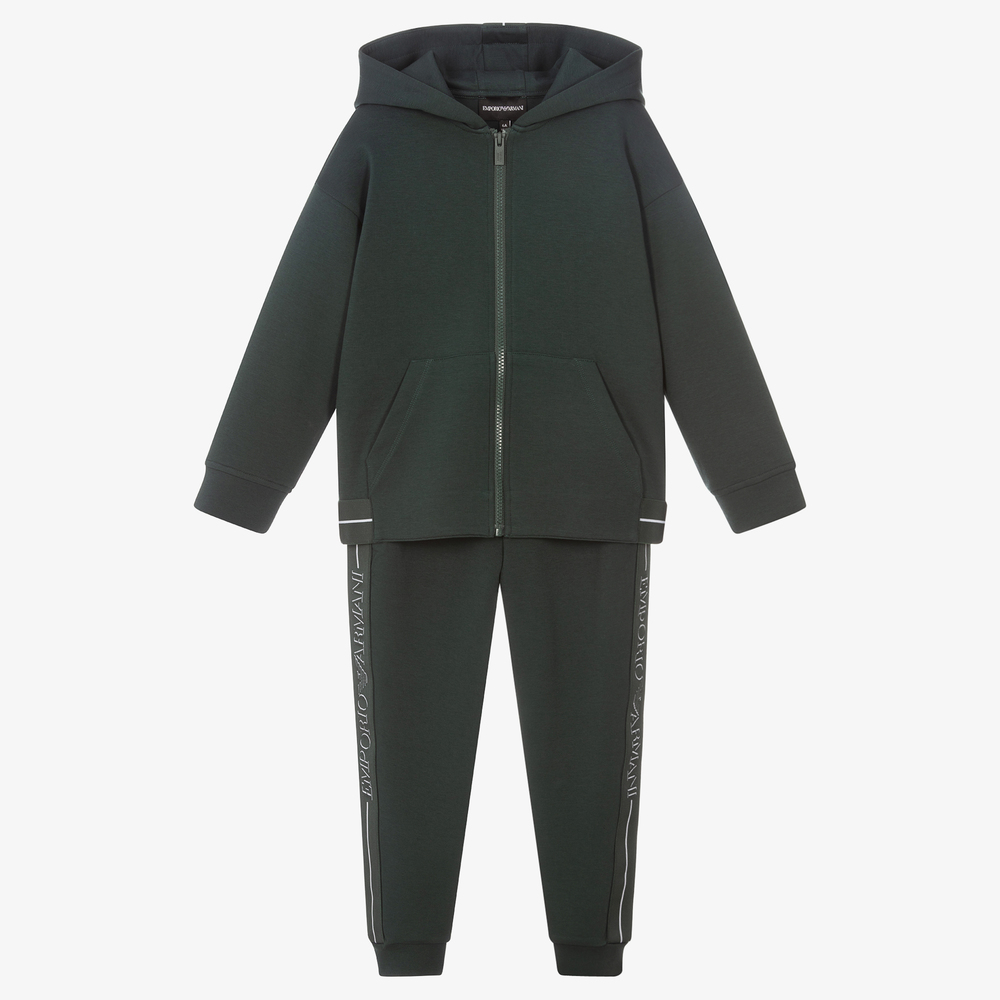 Emporio Armani - Boys Green Logo Tracksuit | Childrensalon