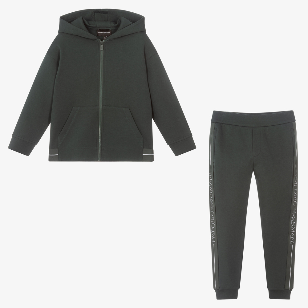 Emporio Armani-Зеленый спортивный костюм для мальчиков | Childrensalon Outlet