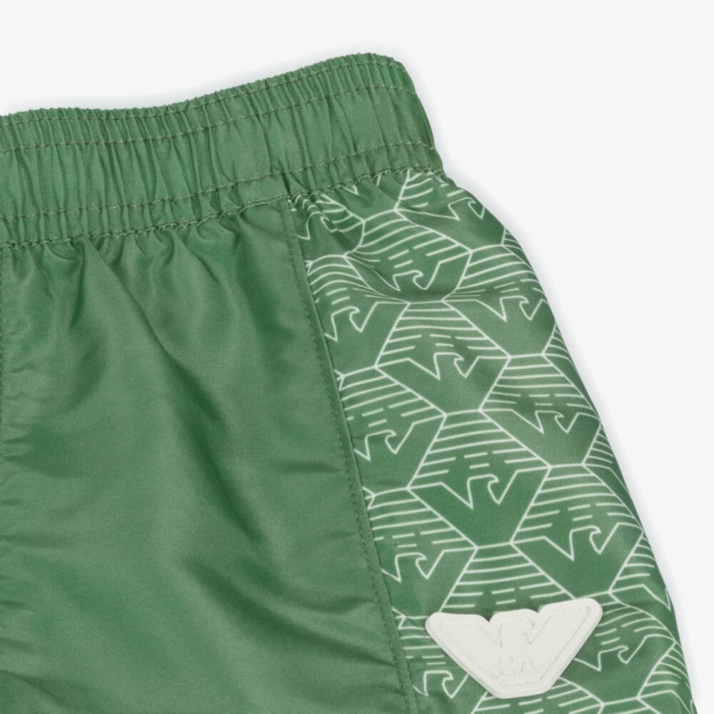 Emporio Armani-Boys Green Swim Shorts | Childrensalon Outlet
