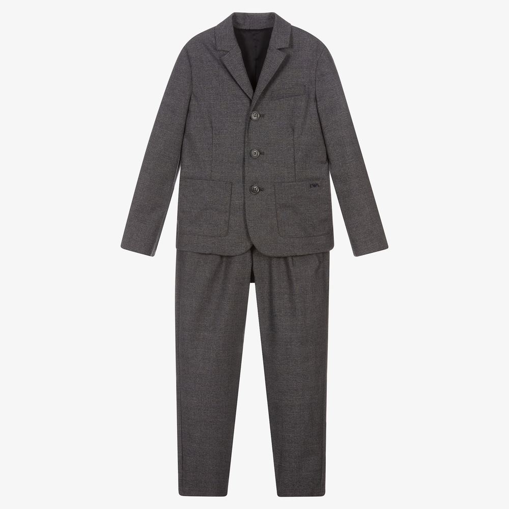 Emporio Armani - Costume gris à carreaux garçon | Childrensalon