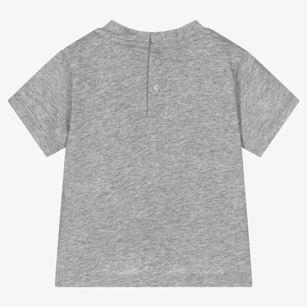 Emporio Armani-Boys Grey Cotton Eagle Logo T-Shirt | Childrensalon Outlet