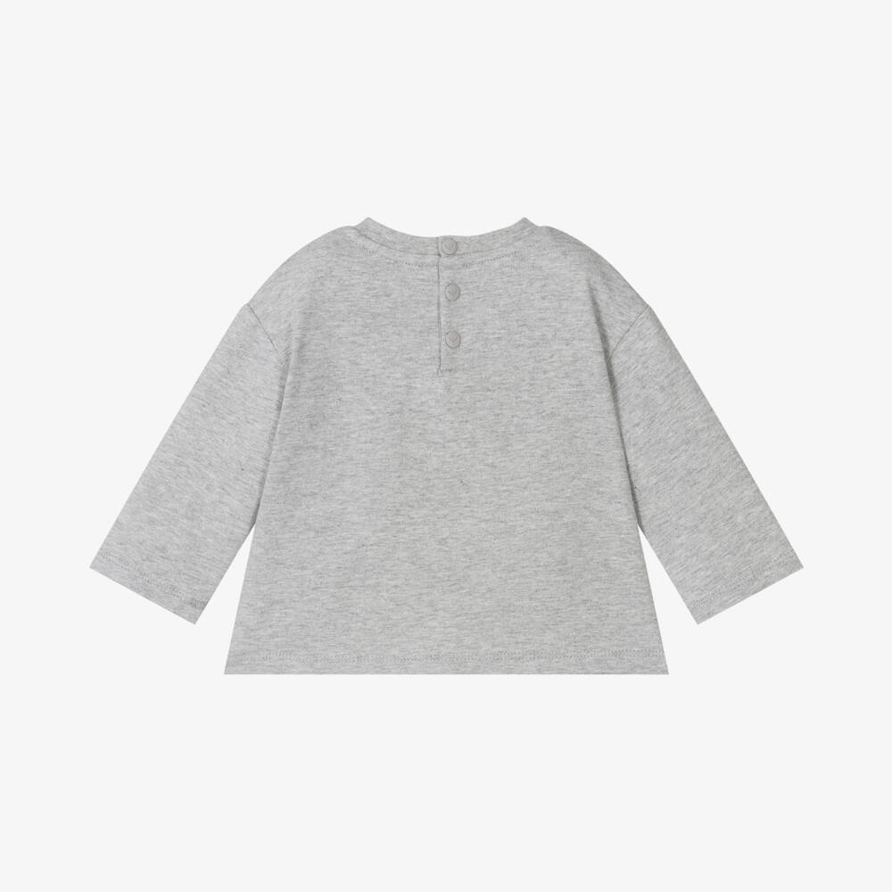 Emporio Armani-توب قطن لون رمادي مارل للمواليد | Childrensalon Outlet