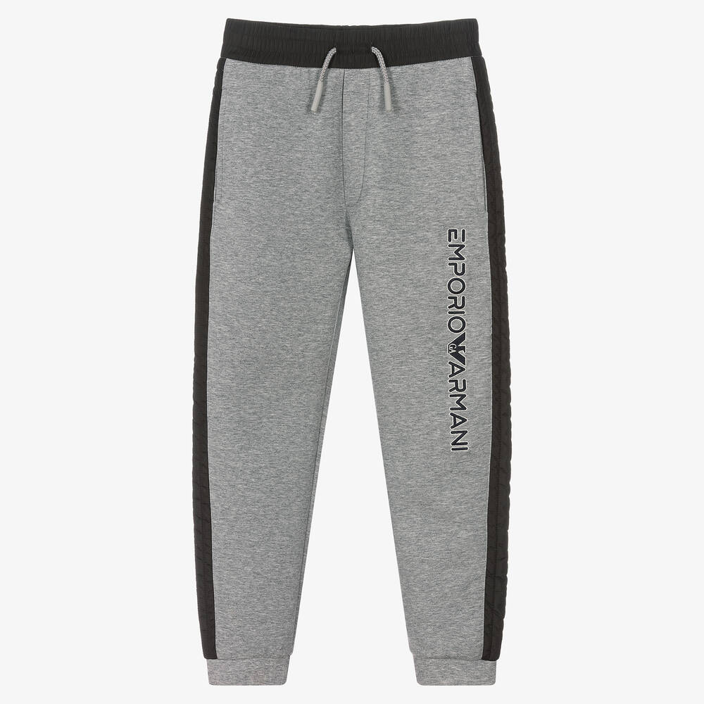 Emporio Armani - Boys Grey Cotton Logo Joggers | Childrensalon