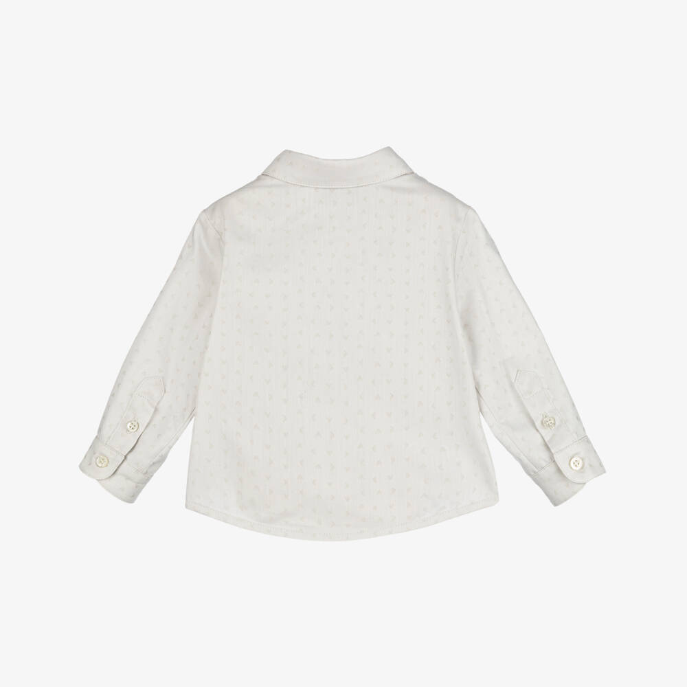 Emporio Armani-Boys Grey Cotton Logo Shirt | Childrensalon Outlet