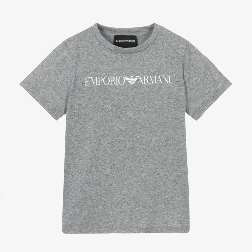Emporio Armani - Серая хлопковая футболка | Childrensalon