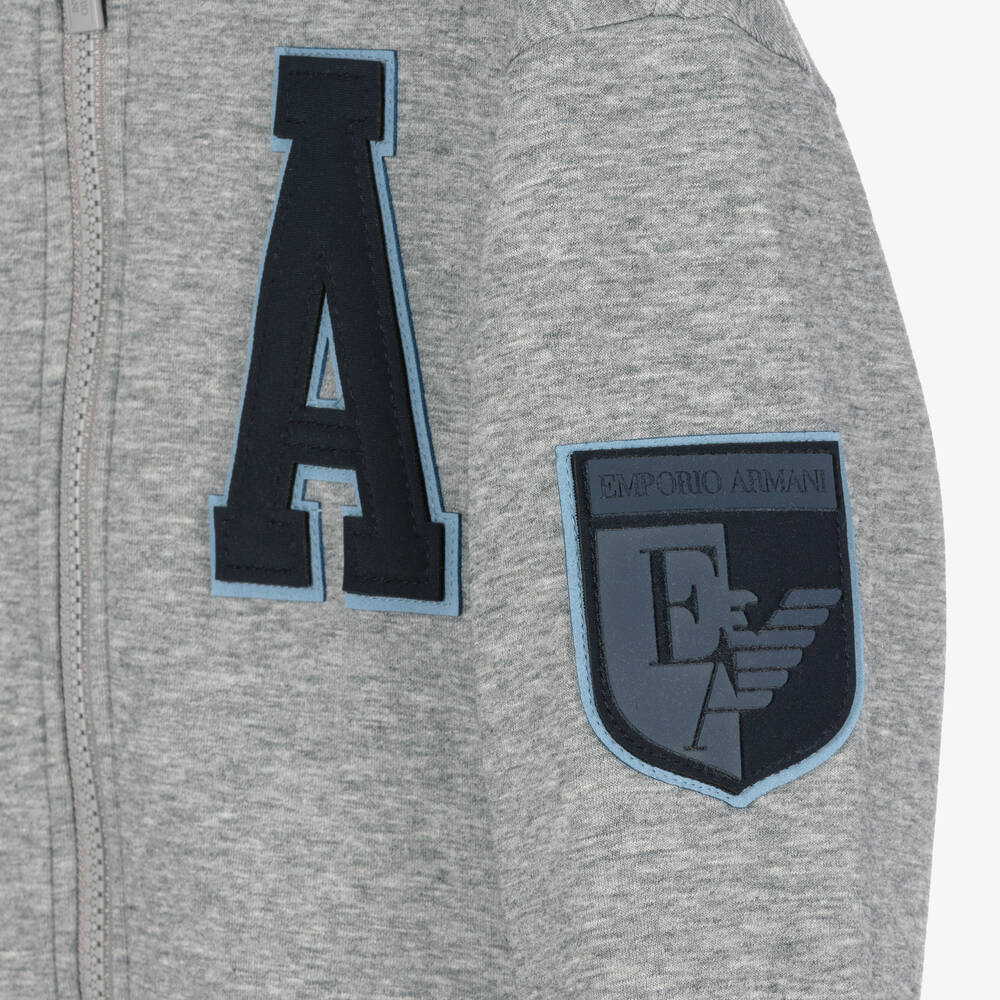 Emporio Armani-Серый топ на молнии с капюшоном для мальчиков | Childrensalon Outlet