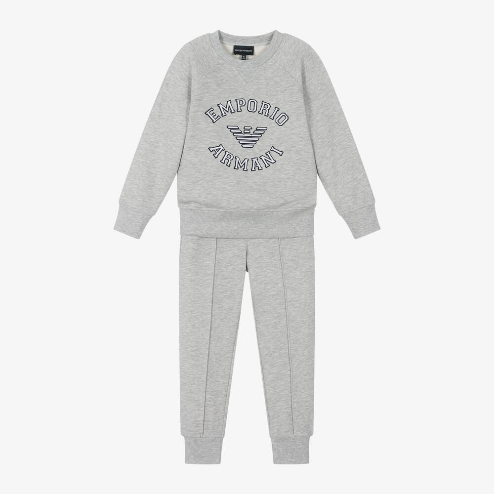 Emporio Armani-Boys Grey Jersey Tracksuit | Childrensalon Outlet
