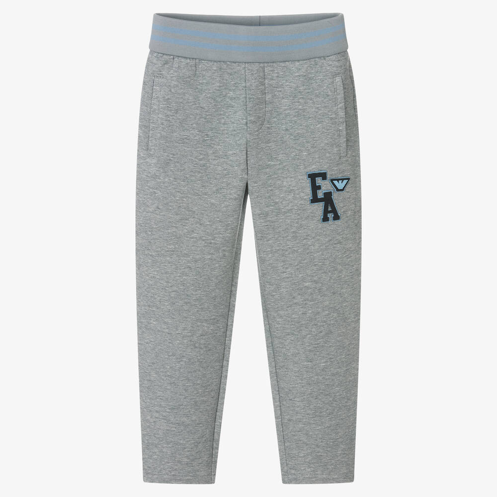 Emporio Armani - Boys Grey Logo Joggers | Childrensalon