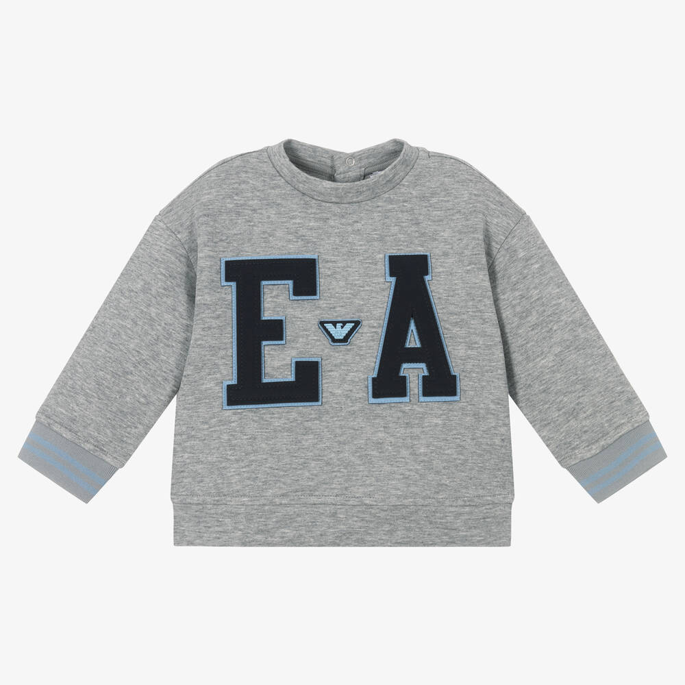 Emporio Armani - Sweat gris à logo garçon | Childrensalon