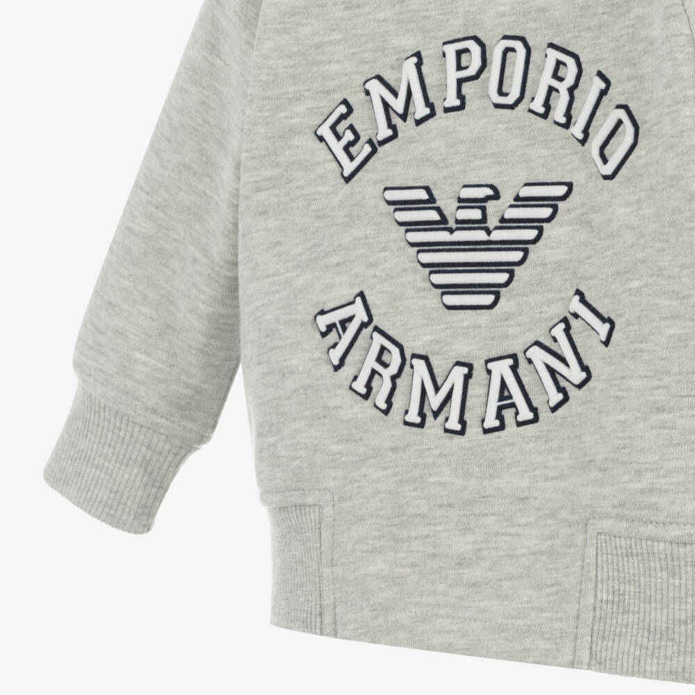 إEmporio Armani-بدلة رياضية قطن لون رمادي للأولاد | Childrensalon Outlet