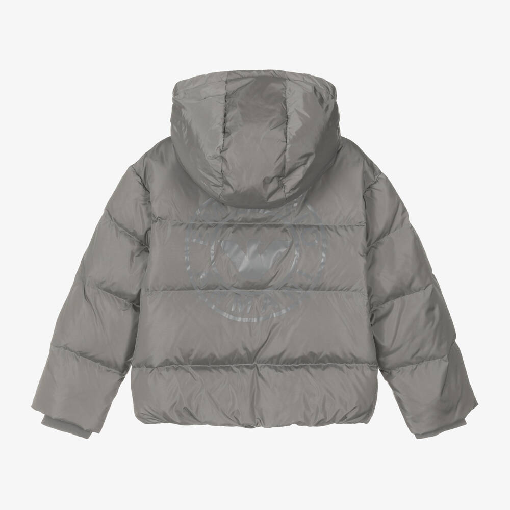Emporio Armani-Boys Grey Quilted Down Jacket | Childrensalon Outlet