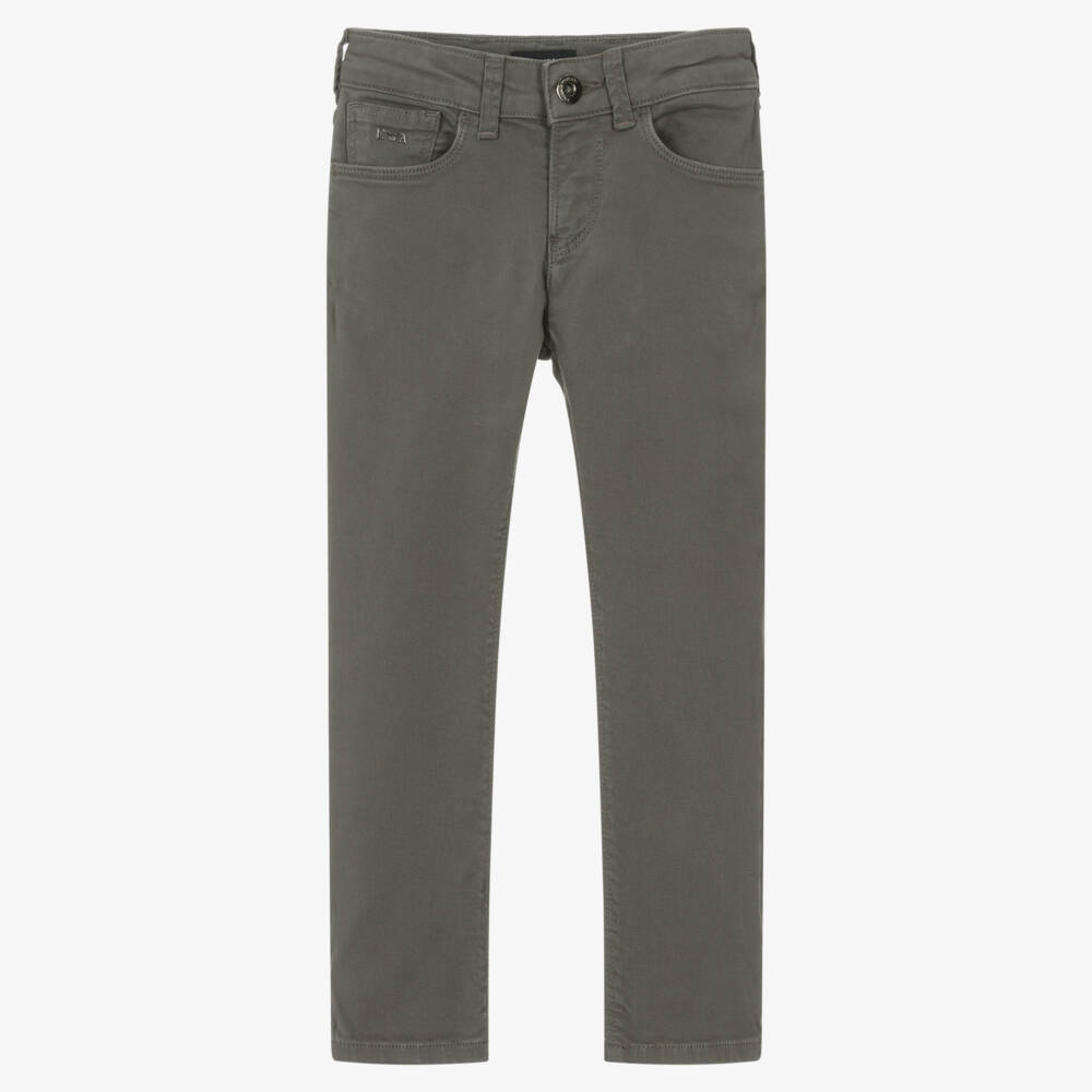 Emporio Armani-Boys Grey Slim Cotton Jeans | Childrensalon Outlet