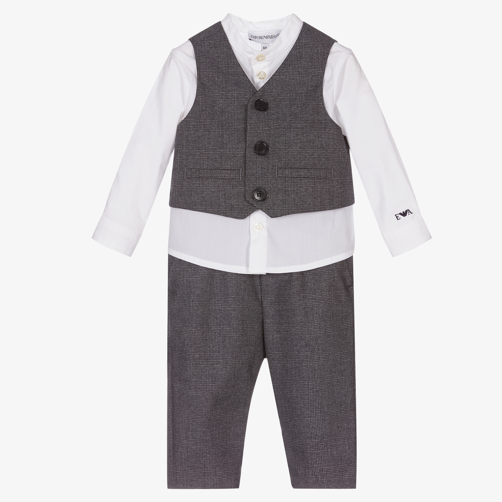 Emporio Armani-Комплект с серыми брюками для мальчиков | Childrensalon Outlet
